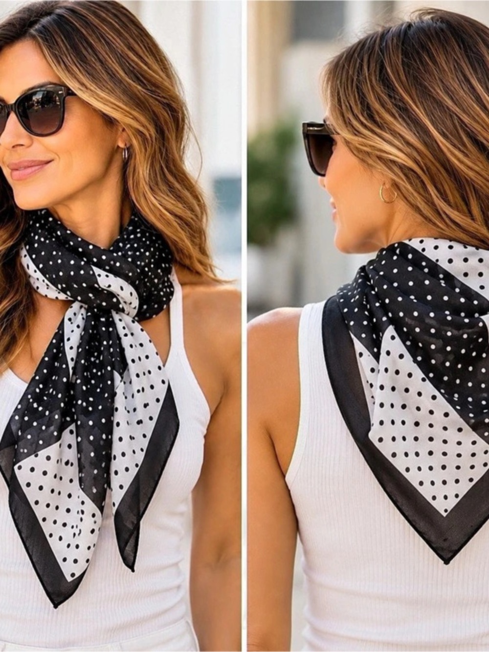 Black & White Polka Dot Scarf